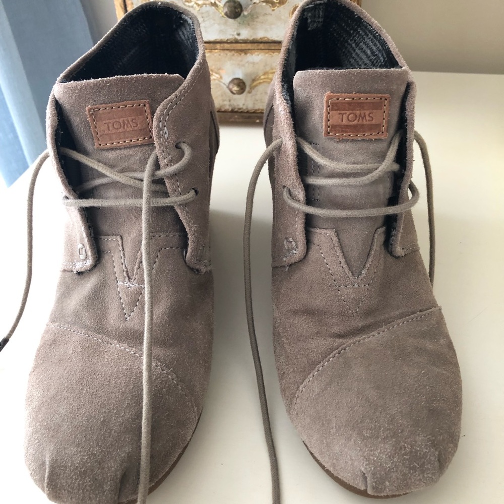 Toms grey wedge booties